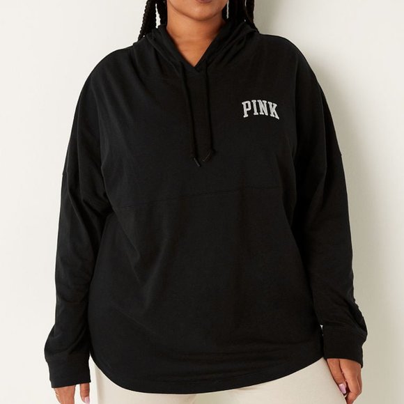 PINK Victoria's Secret Tops - VS PINK COTTON OVERSIZED HOODED T-SHIRT LARGE